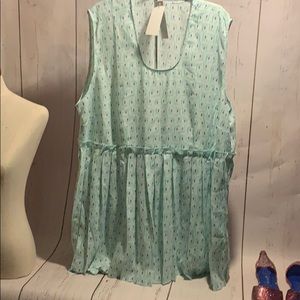 Plus size peplum tank summer top blouse aqua NWT